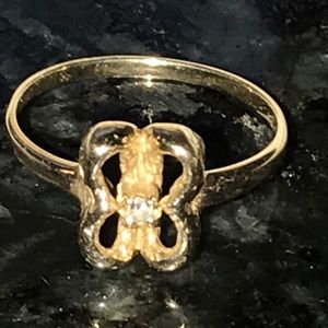 Elegant 10k solid Gold Butterfly Ring size 6